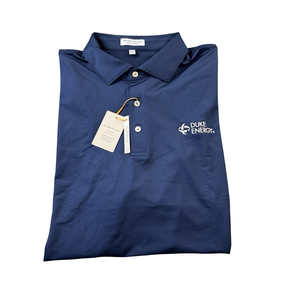 Peter Millar Navy Summer Comfort Duke Energy Golf Polo Shirt XL ME0EK01S NWT
